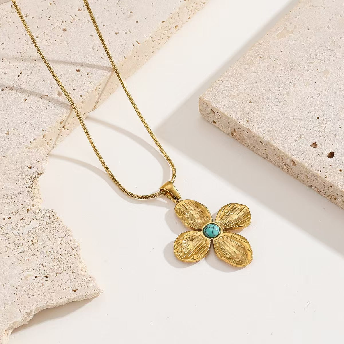 Turquoise Lotus Necklace