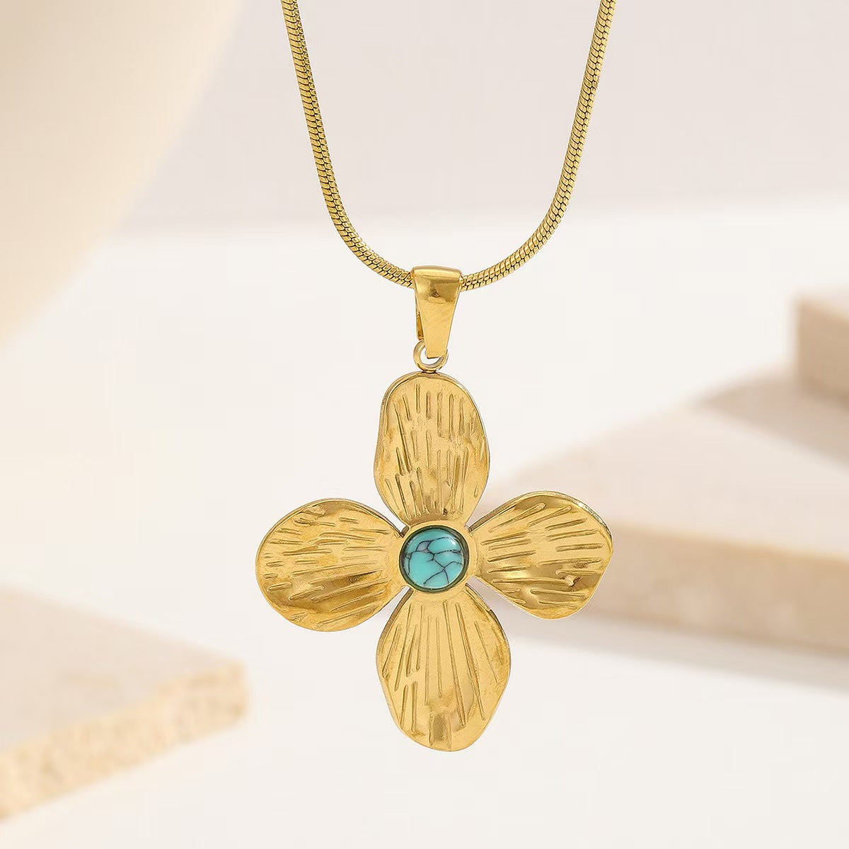 Turquoise Lotus Necklace