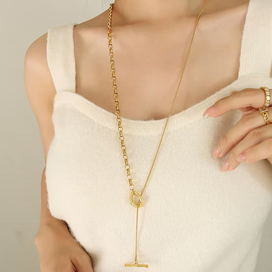 Golden Link Lariat Necklace